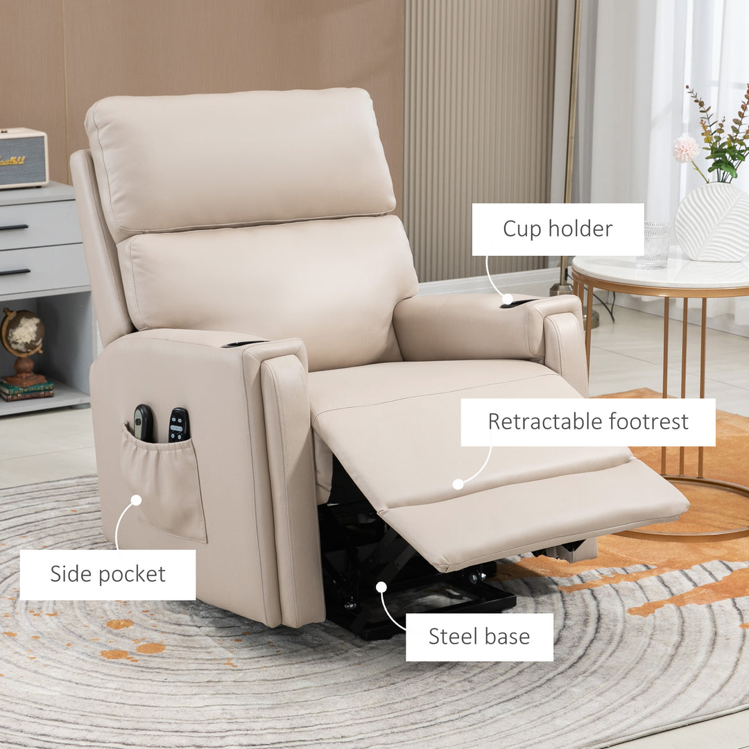 Electric Riser and Recliner Chair, with Massage and Heat - Beige