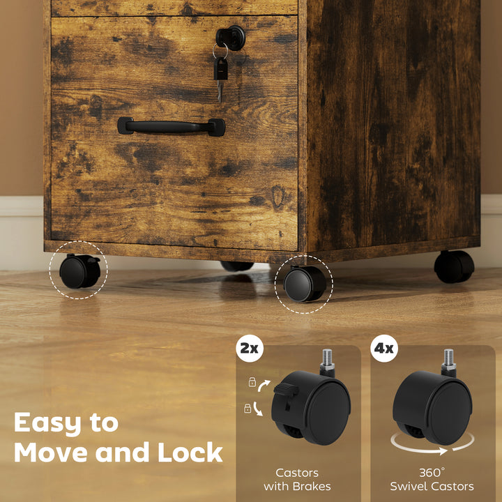 Three Drawer Wood-Effect Filing Cabinet