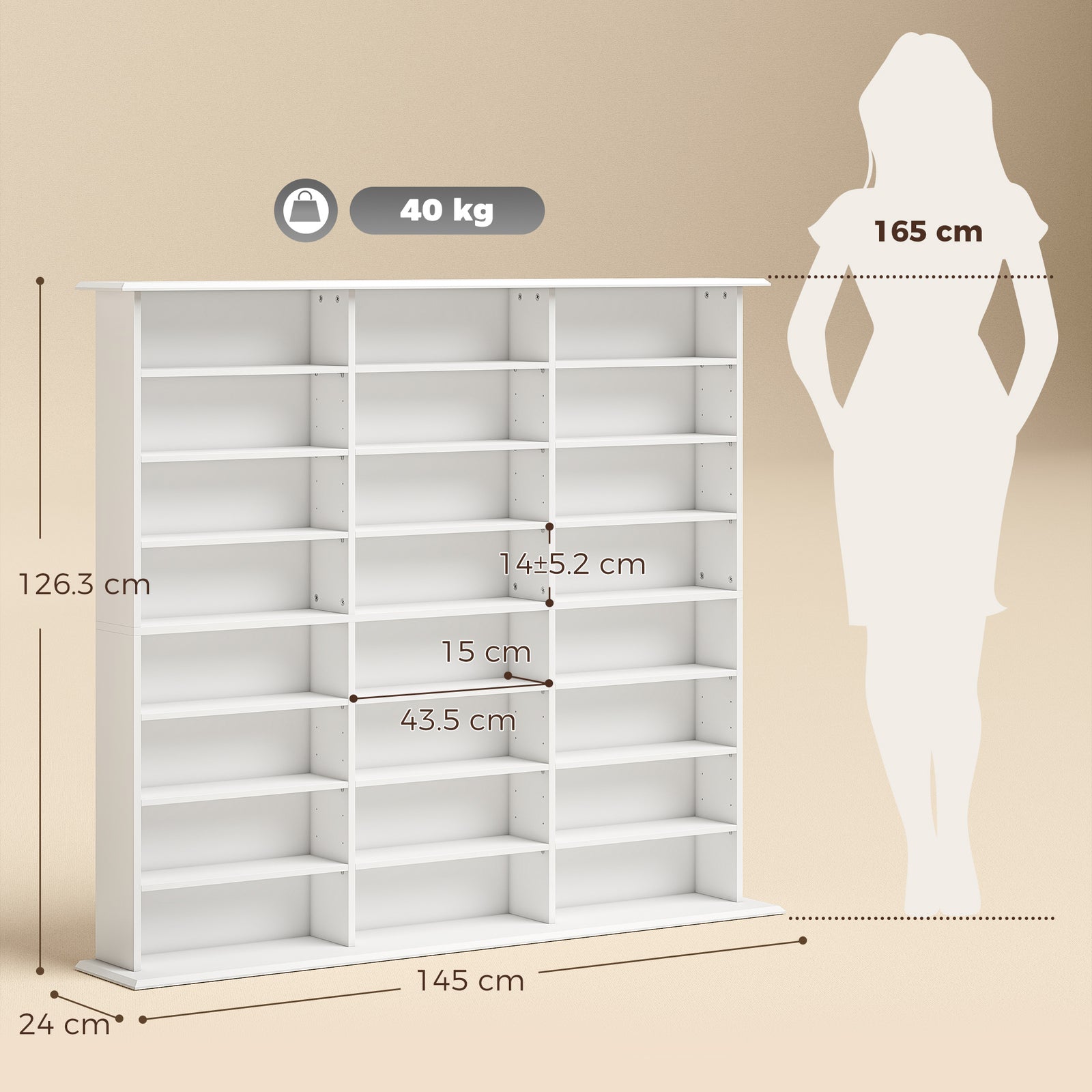 1032 CD/594 DVD Storage Unit, Blu-ray Media Storage Shelf with 24 Comp