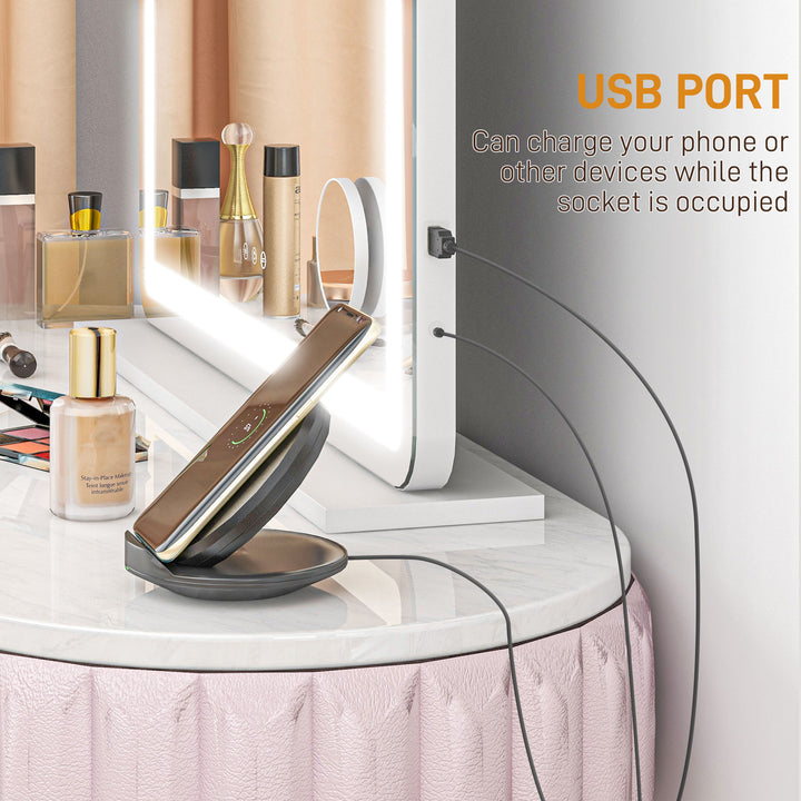 Vanity Mirror with Lights, Large Lighted Makeup Mirror with 3 Colour Lighting Modes, 10X Magnifying, USB Charging Port, Touch Screen, Tabletop or Wall Mounted Design for Bedroom, White