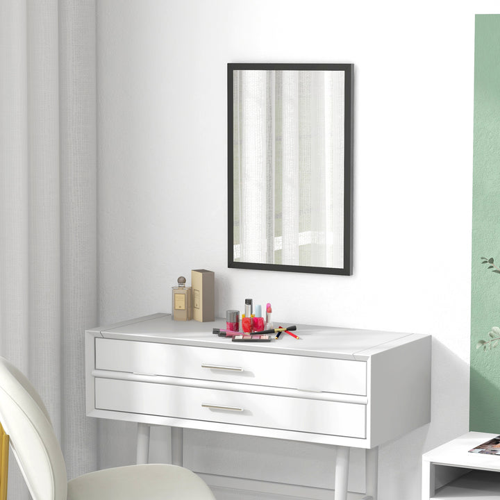 Wall Bathroom Mirror, 60 x 40 cm Wall-Mounted Mirror for Living Room, Bedroom, Hallway, Black