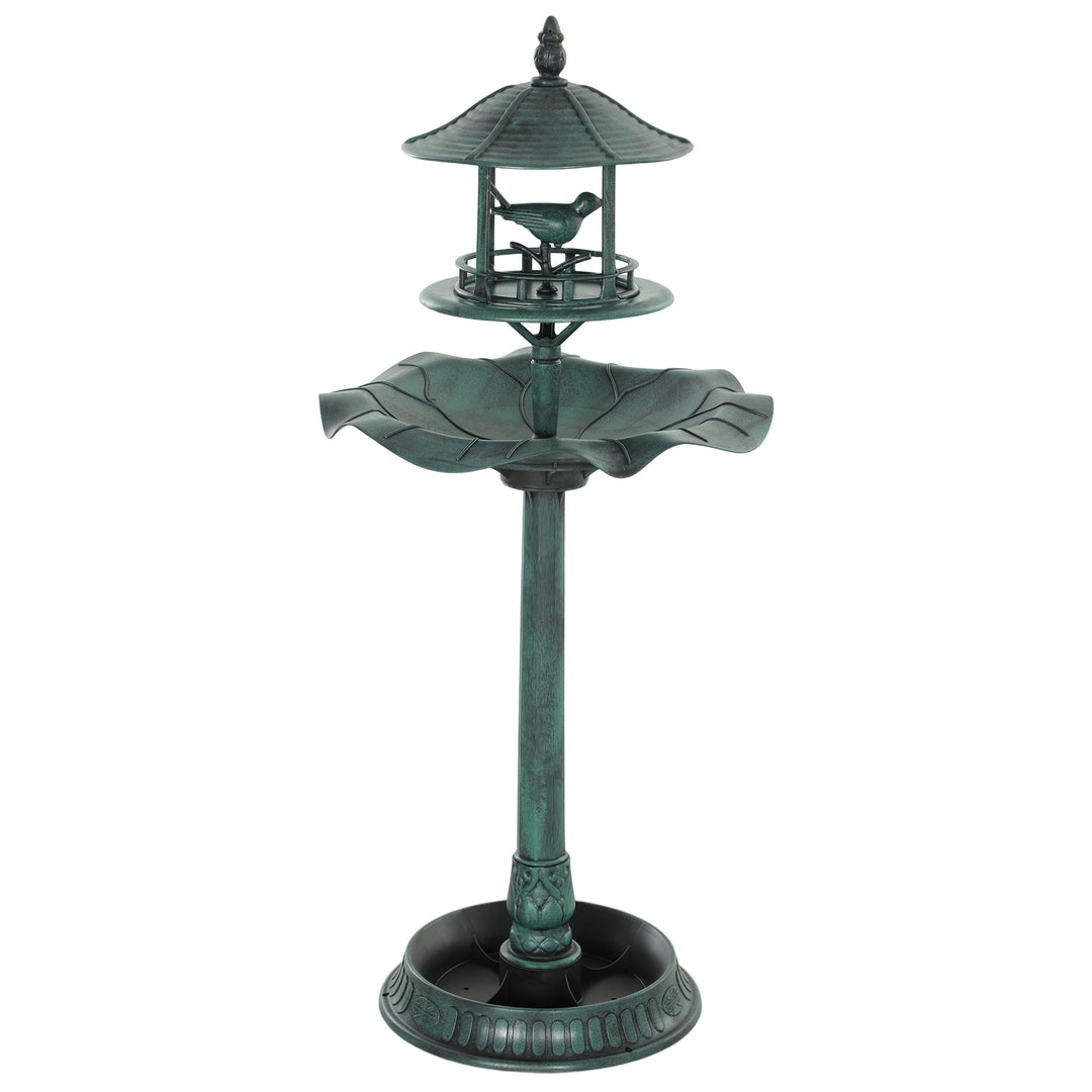 3-in-1 Garden Bird Bath, Freestanding Birdbath with Large Water Basin,