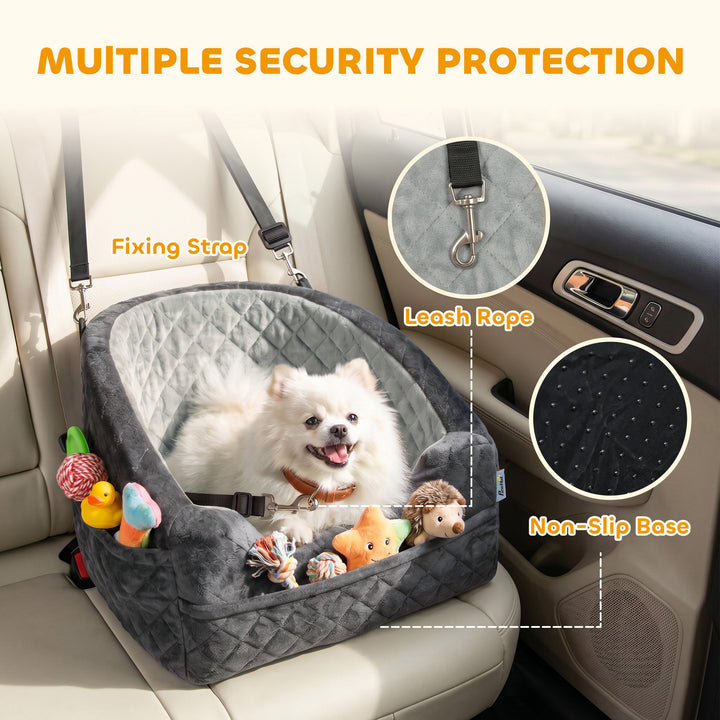 Dog Car Seat, Detachable Washable Dog Booster Seat with Thick Cushion,