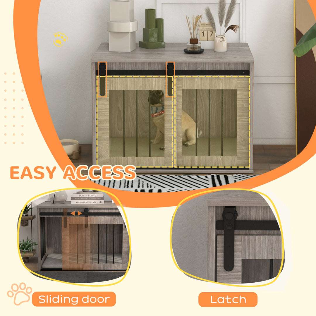Dog Crate Furniture with Removable Cushion for Medium Dogs, 80 x 54 x 57cm - Brown