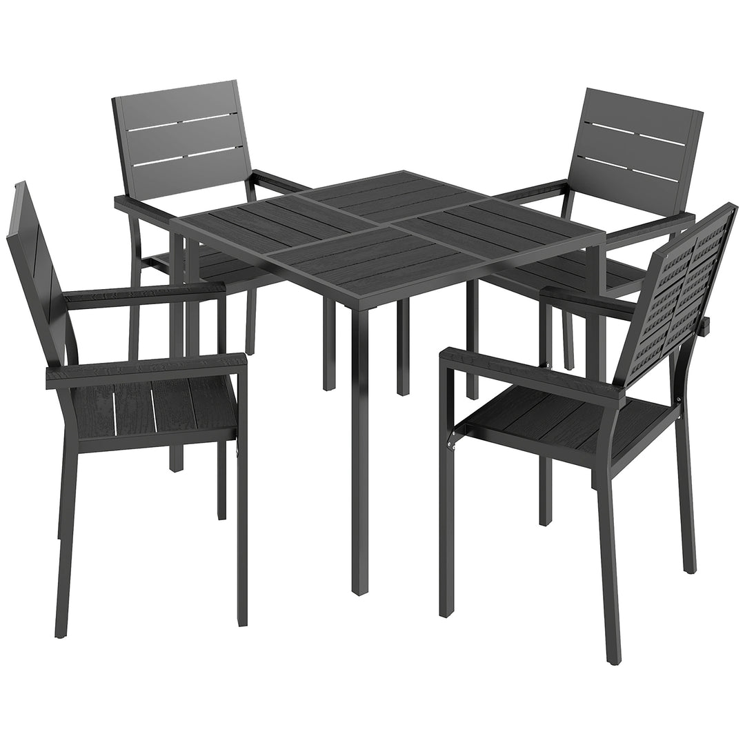 5 Pieces Garden Dining Set, Garden Table and Chairs Set for 4 with Squ