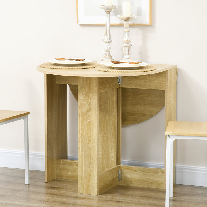 MCL Space-saving Drop Leaf Table, Folding Dining Table for Small Space, Kitchen, Dining Room, Oak