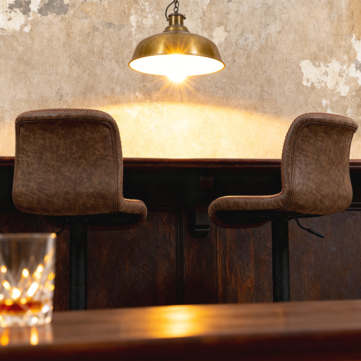 Bar Stools Set of 2, PU Leather Barstools with Backrest and Footrest f