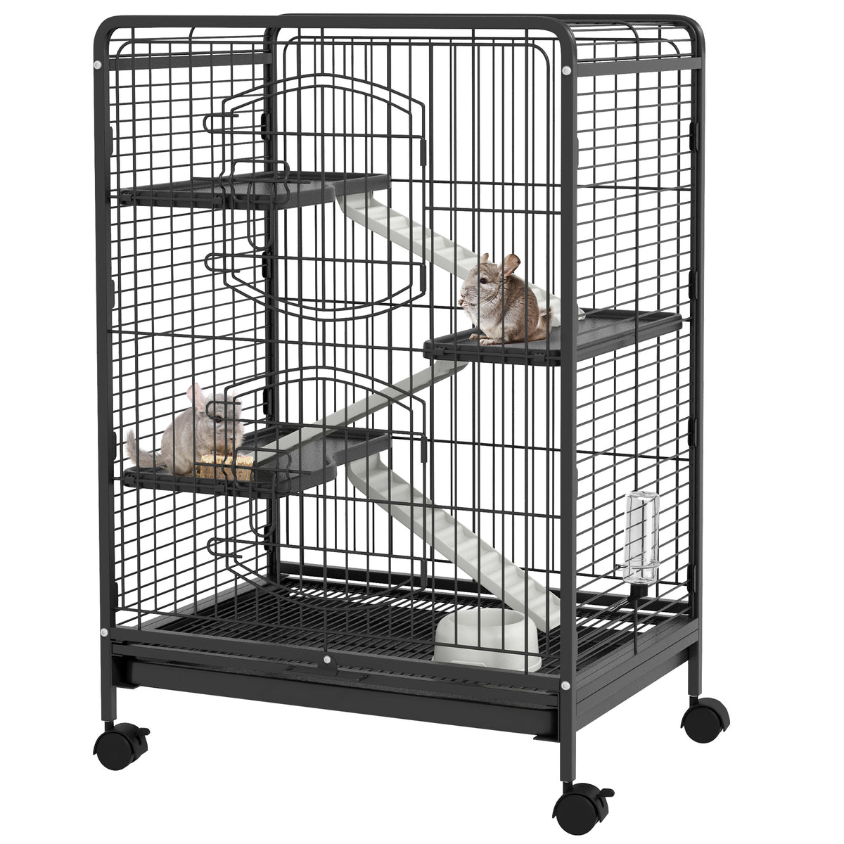 4 Levels Removable Small Animal Cage, 95cm - Black