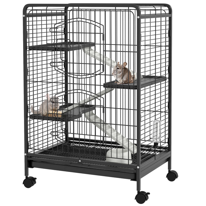 4 Levels Removable Small Animal Cage, 95cm - Black