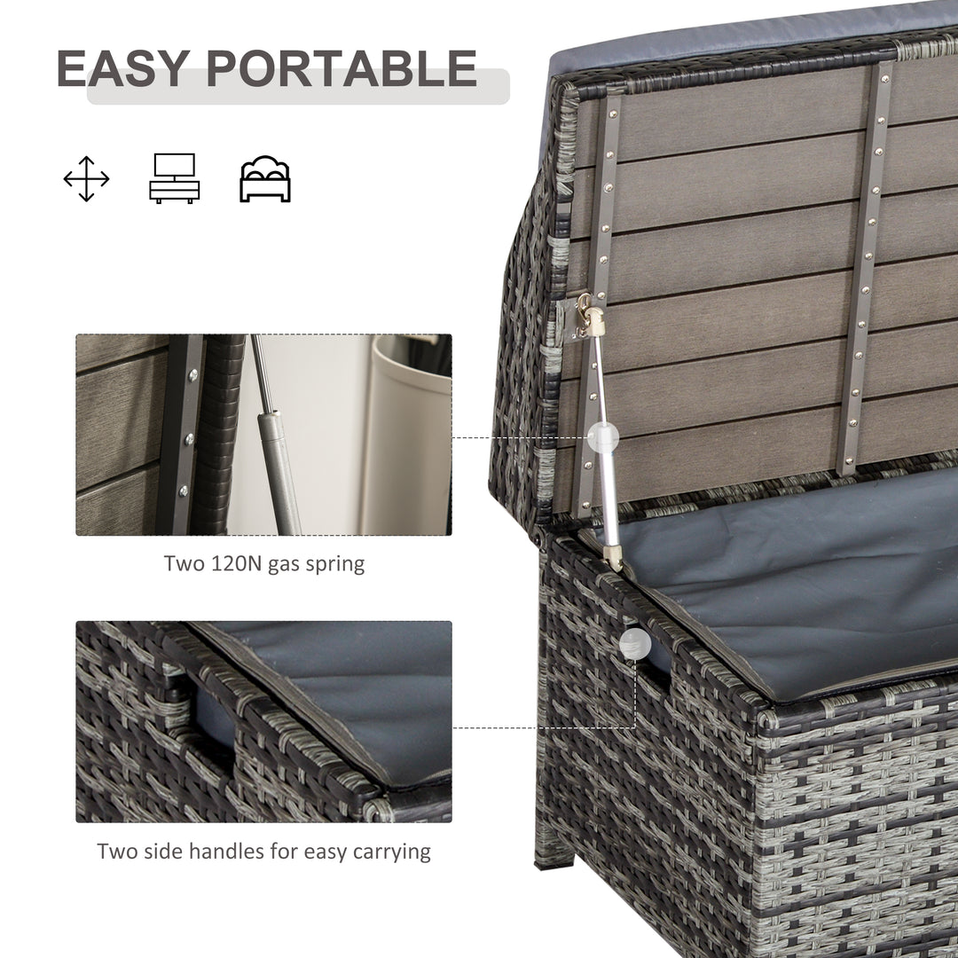 130 L Rattan Garden Storage Box, with Seat - Mixed Grey