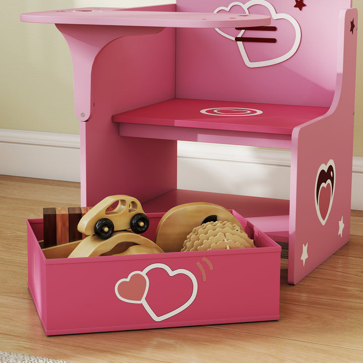 Kids Table and Chair Set, Children Desk and Chair with Storage Bins for Playing, Reading, Painting, for Ages 3-5