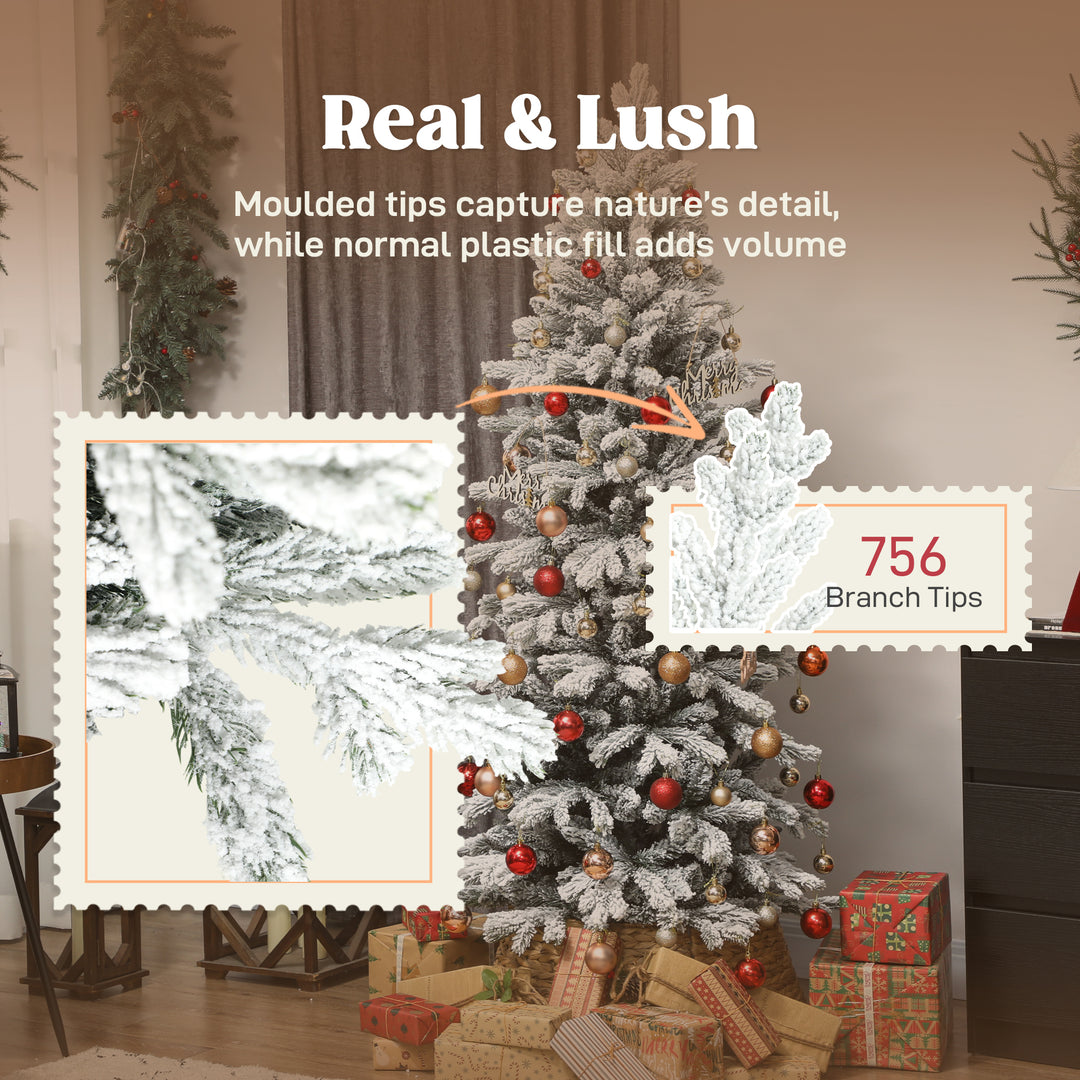 HOMCOM 6ft Flocked Artificial Christmas Tree