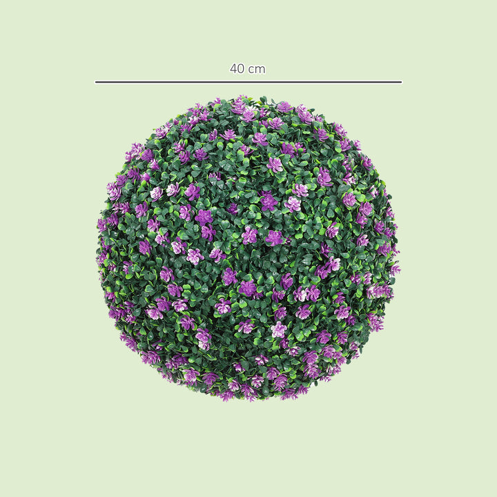 Set of Two Artificial Boxwood Balls Plants - Purple