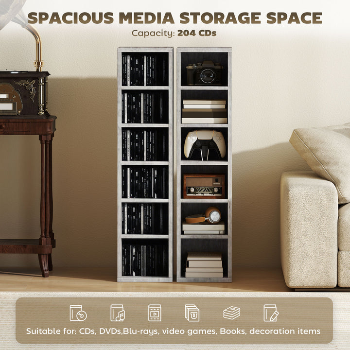 Set of 2 CD Media Display Shelf Unit Tower Rack with Adjustable Shelve