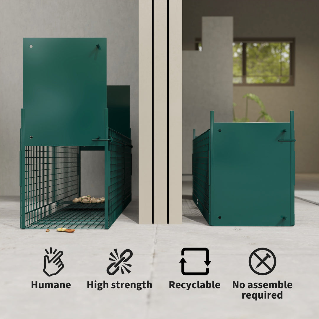 Two-Door Live Trap for Small Animals, Animal Trap for Rat, Mice - Dark Green