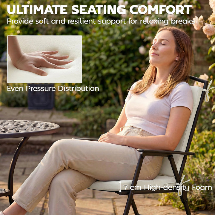 Outdoor Seat Cushions Set of 2 with Ties, Waterproof Garden Seat Pads,