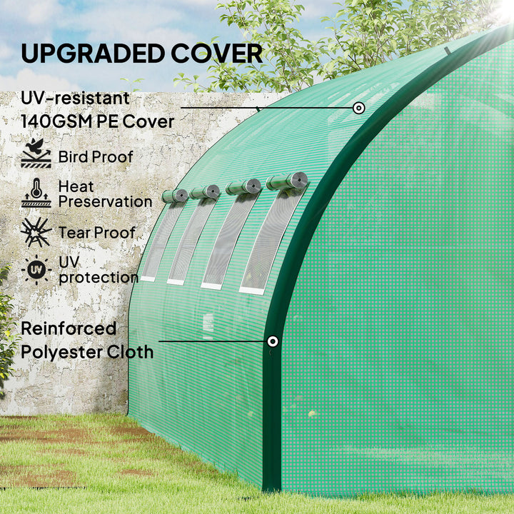 Polyethylene Upgraded Structure Walk-in Polytunnel Greenhouse, 6 x 3(m), Green