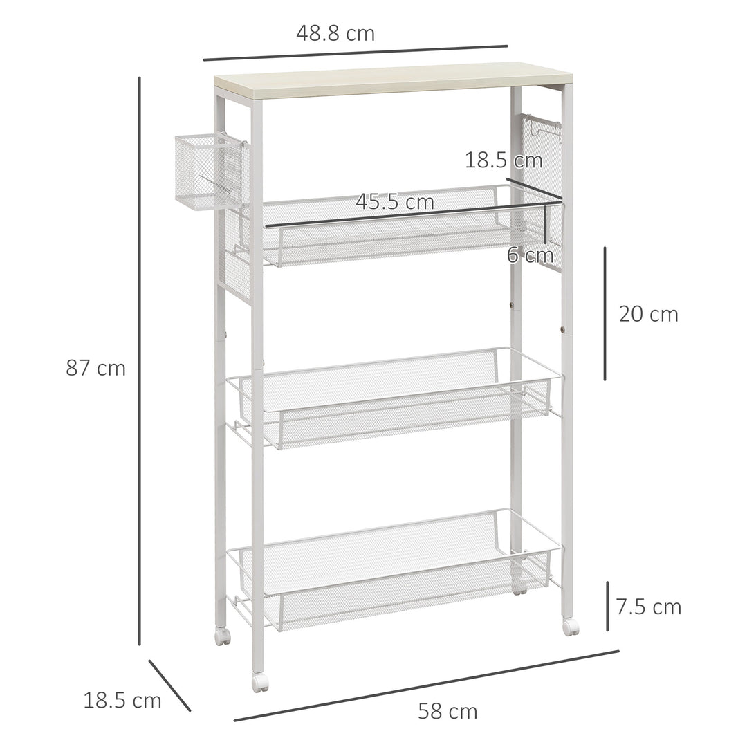 3-Tier Kitchen Cart with 3 Steel Wire Baskets