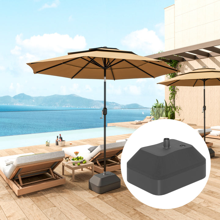 Fillable Garden Parasol Base, Heavy Duty Parasol Base Stand Outdoor Umbrella Stand, Filled Up to 24kg with Sand or 20kg with Water, Sun Umbrella Base for 38 mm Poles, Black