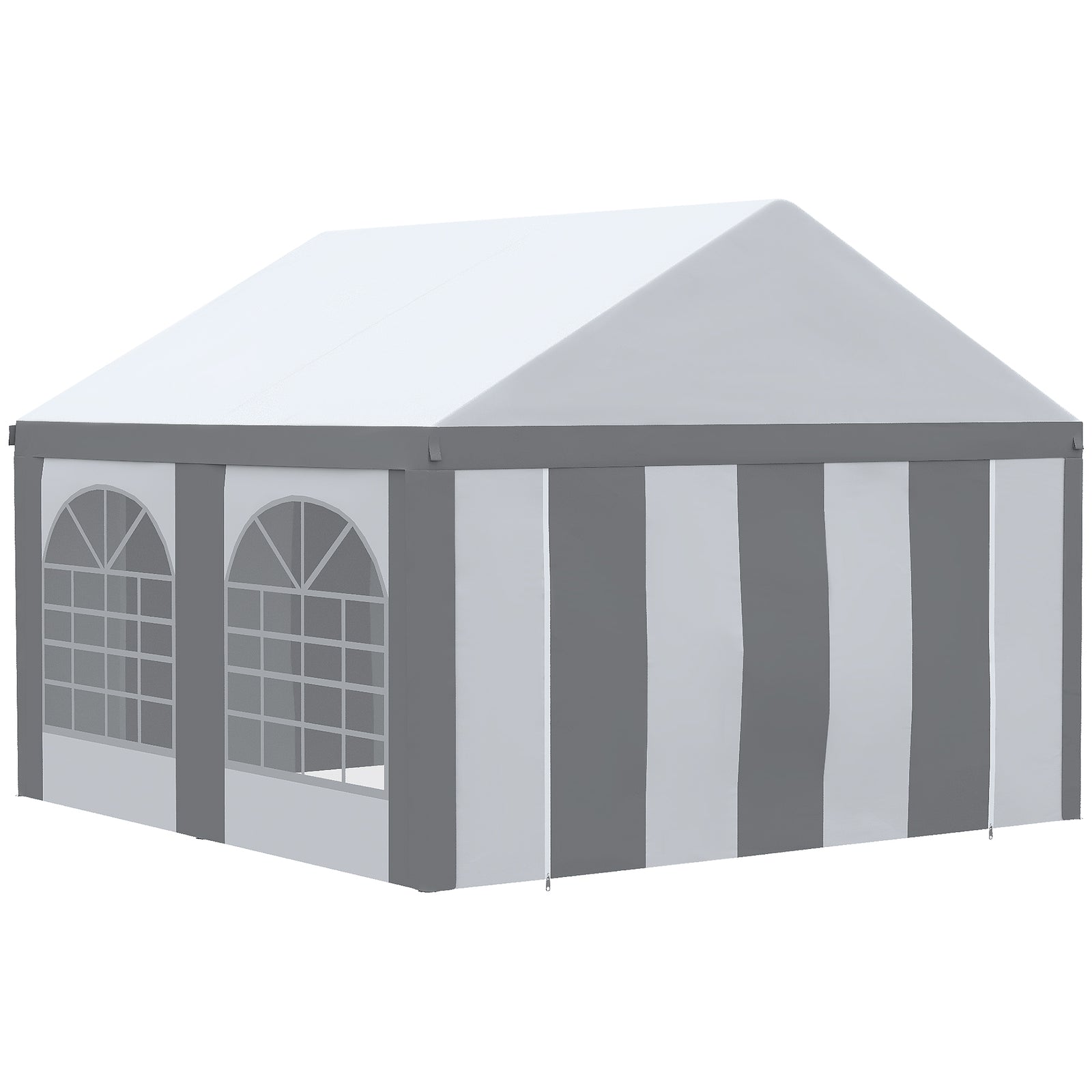 4 x 4m Galvanised Party Tent, Marquee Gazebo with Sides, Four Windows and Double Doors, for Parties, Wedding and Events