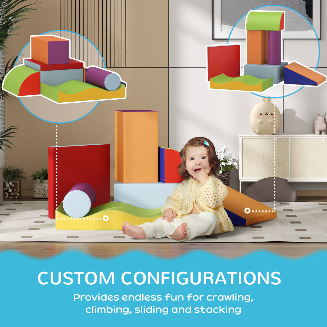 HOMCOM 7 Piece Soft Soft Play Set for Toddlers 1-3 Years, Multicoloured | Aosom UK