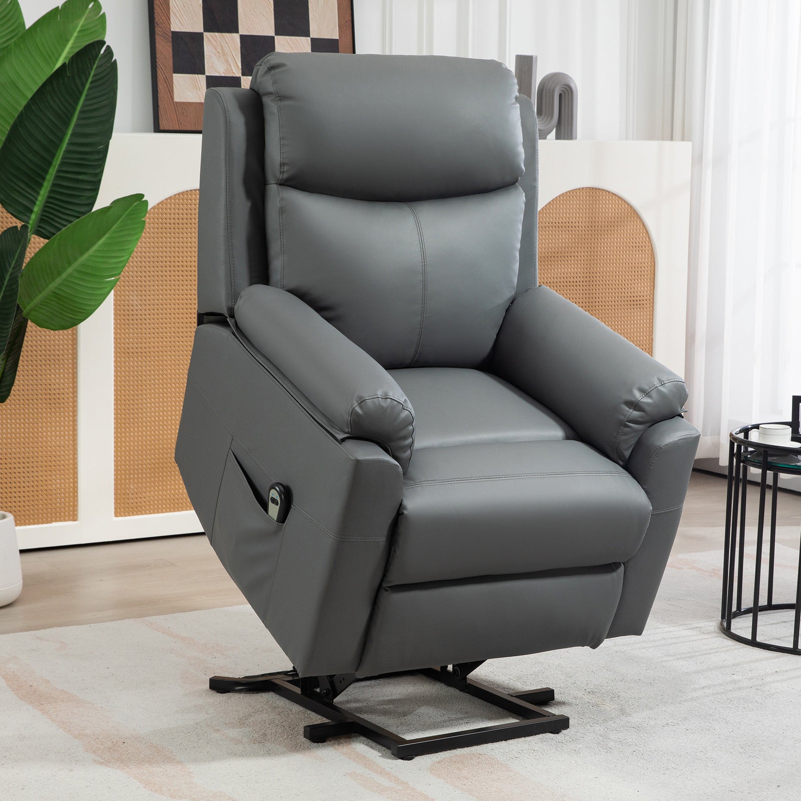 Faux Leather 70° Electric Riser Recliner Chair, Charcoal Grey