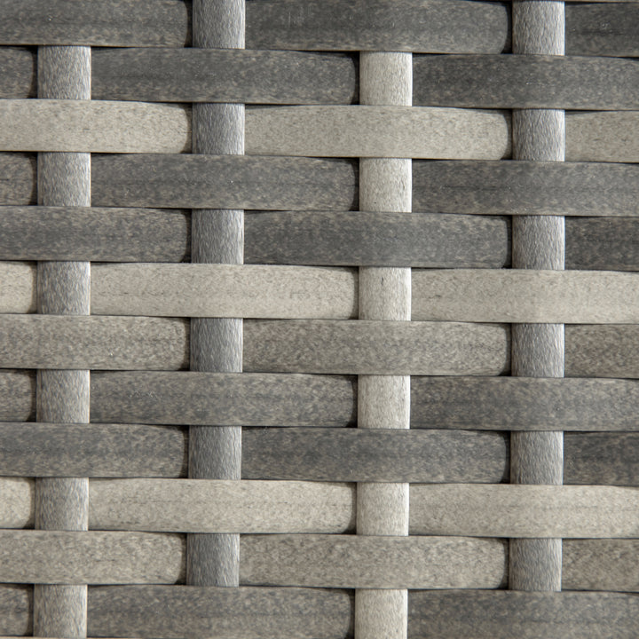Rattan Side Table, Outdoor Coffee Table with Plastic Board Under the Full Woven Table Top for Patio, Garden, Balcony, Mixed Grey