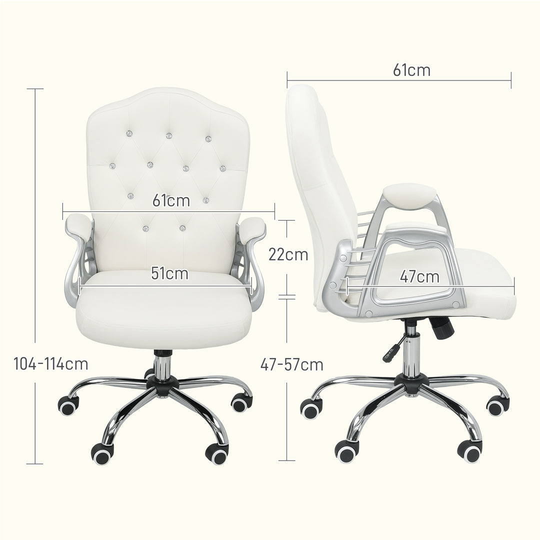 Velvet-Feel Work Chair, with Diamante Back - Cream
