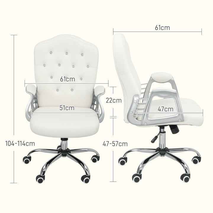 Velvet-Feel Work Chair, with Diamante Back - Cream