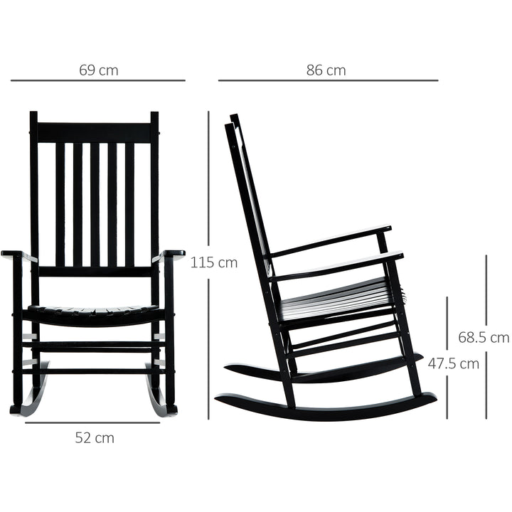 Outdoor Porch Rocking Chair Armchair Wooden Patio Rocker Balcony Deck Garden Seat Black