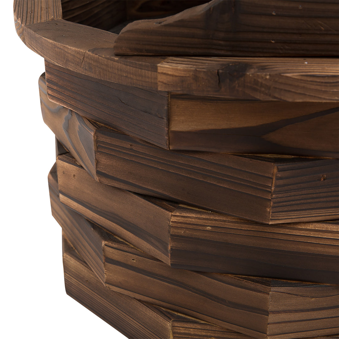 Wooden Garden Wishing Well Fountain Barrel Waterfall Rustic Wood with Pump Garden Décor Ornament