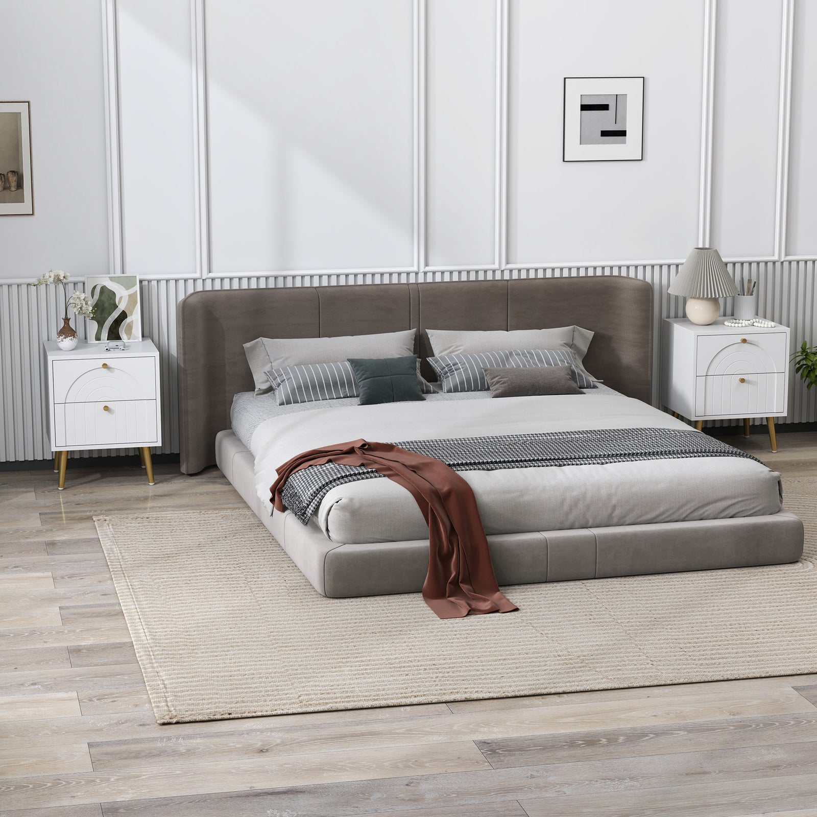 2-Drawer Bedside Table Set of 2 - White