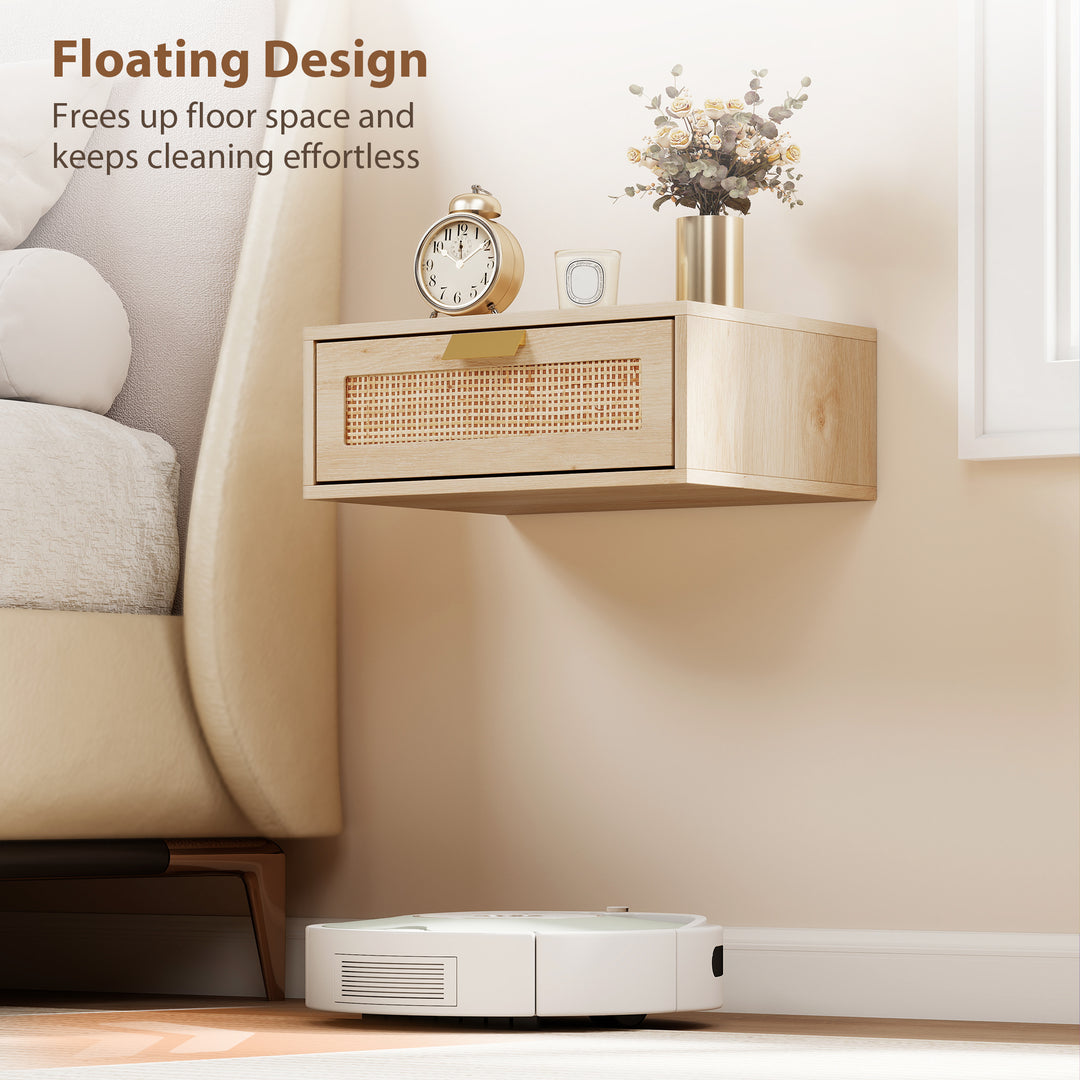 Floating Bedside Tables Set of 2, Wall Mounted Bedside Cabinets with R