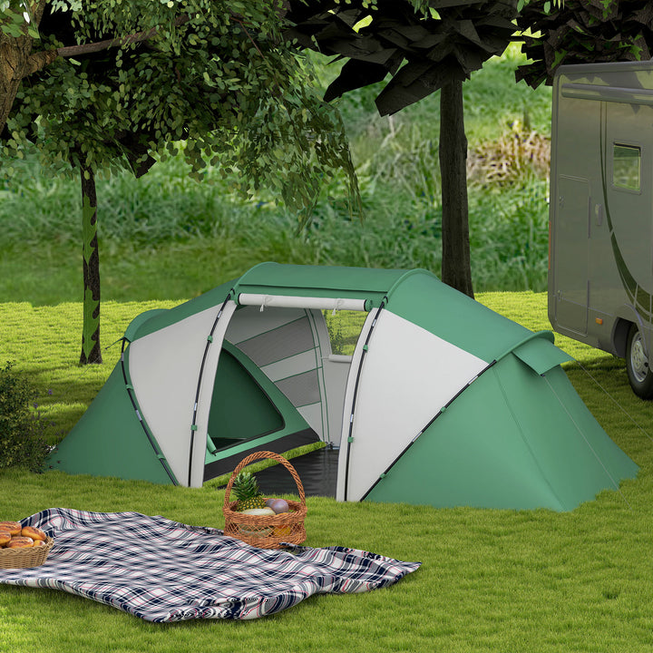 4-6 Man UV Protection Camping Tent - Green and White