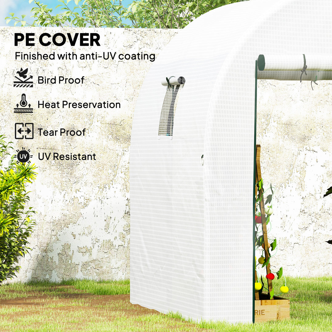 180 x 180cm Walk-In Polytunnel Greenhouse - White