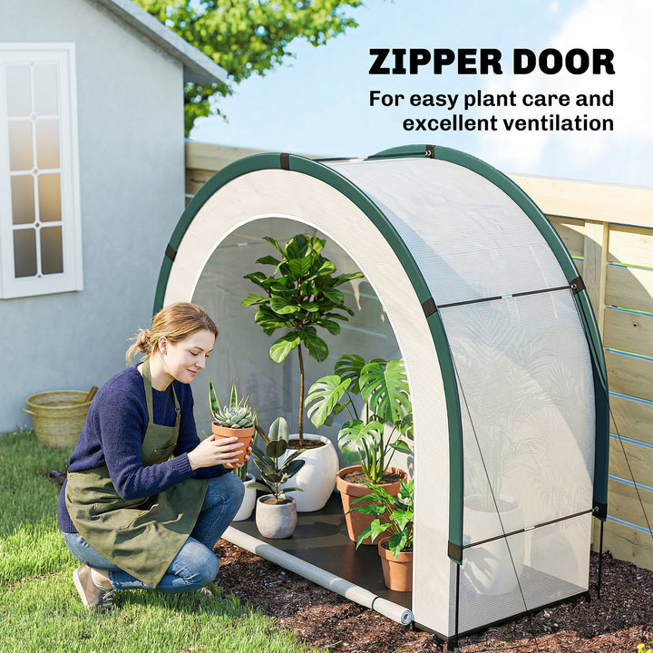 Foldable Small Greenhouse, Portable Green House Mini Greenhouse with Zipper Door, PE Base, 200 x 80 x 164 cm