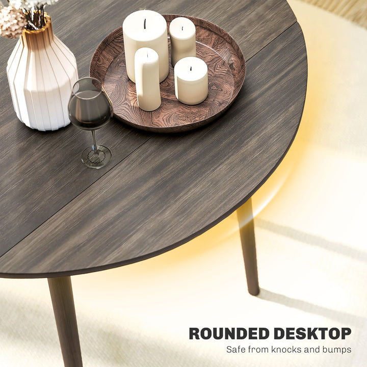 Folding Dining Table for 4, Round Drop Leaf Table, Modern Space Saving Small Kitchen Table with Wood Legs for Dining Room, Grey