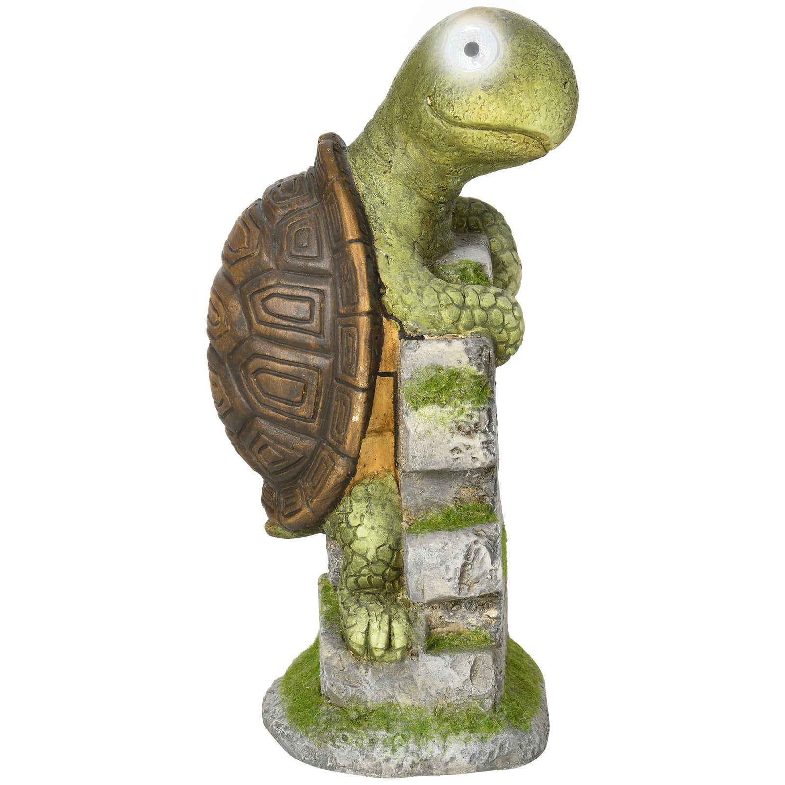 Vivid Tortoise Art Sculpture with Solar LED Light, Colourful Garden Statue, Outdoor Ornament Home Decoration for Porch, Deck, Grass