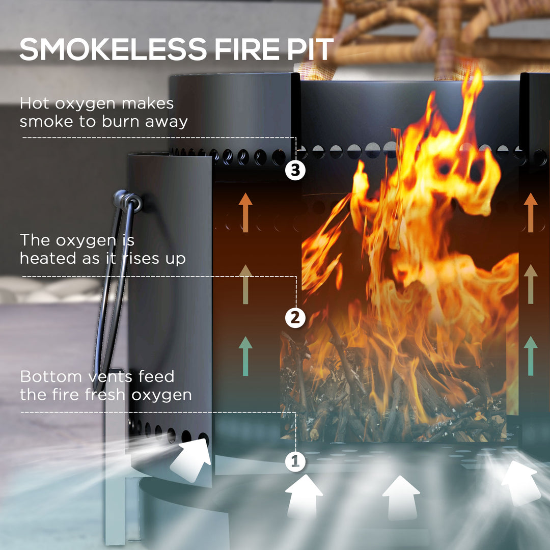 Smokeless Fire Pit with Ash Catcher, 37cm Portable Wood Burning Firepi