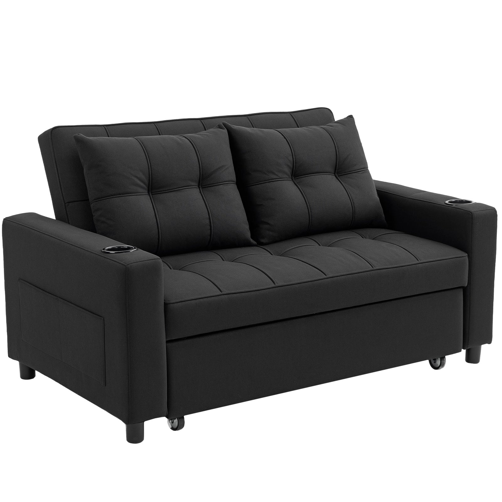 Two-Seater Pull-Out Sofa Bed - Black