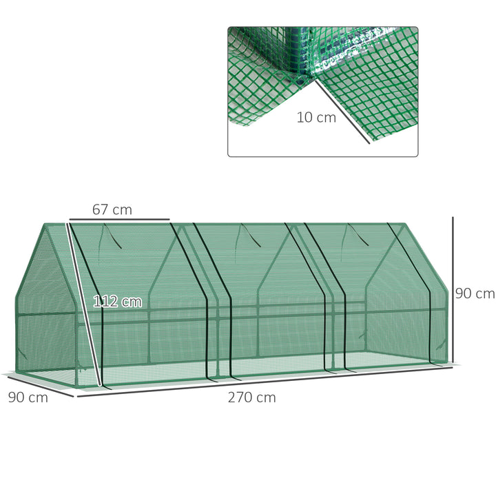 Outsunny 270 x 90 x 90 cm Steel Frame Poly Tunnel Steeple Greenhouse