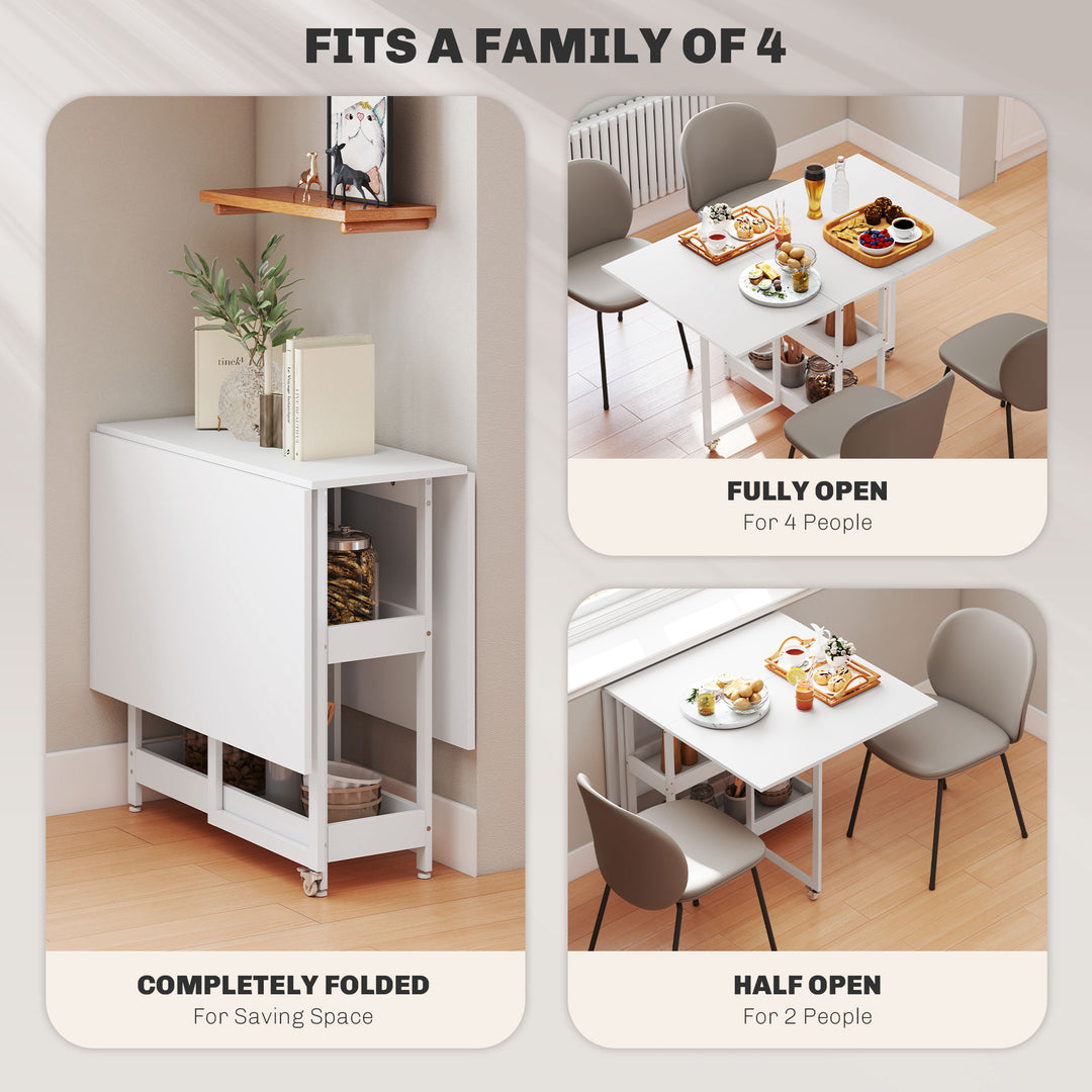 Four-Person Drop Leaf Table - White