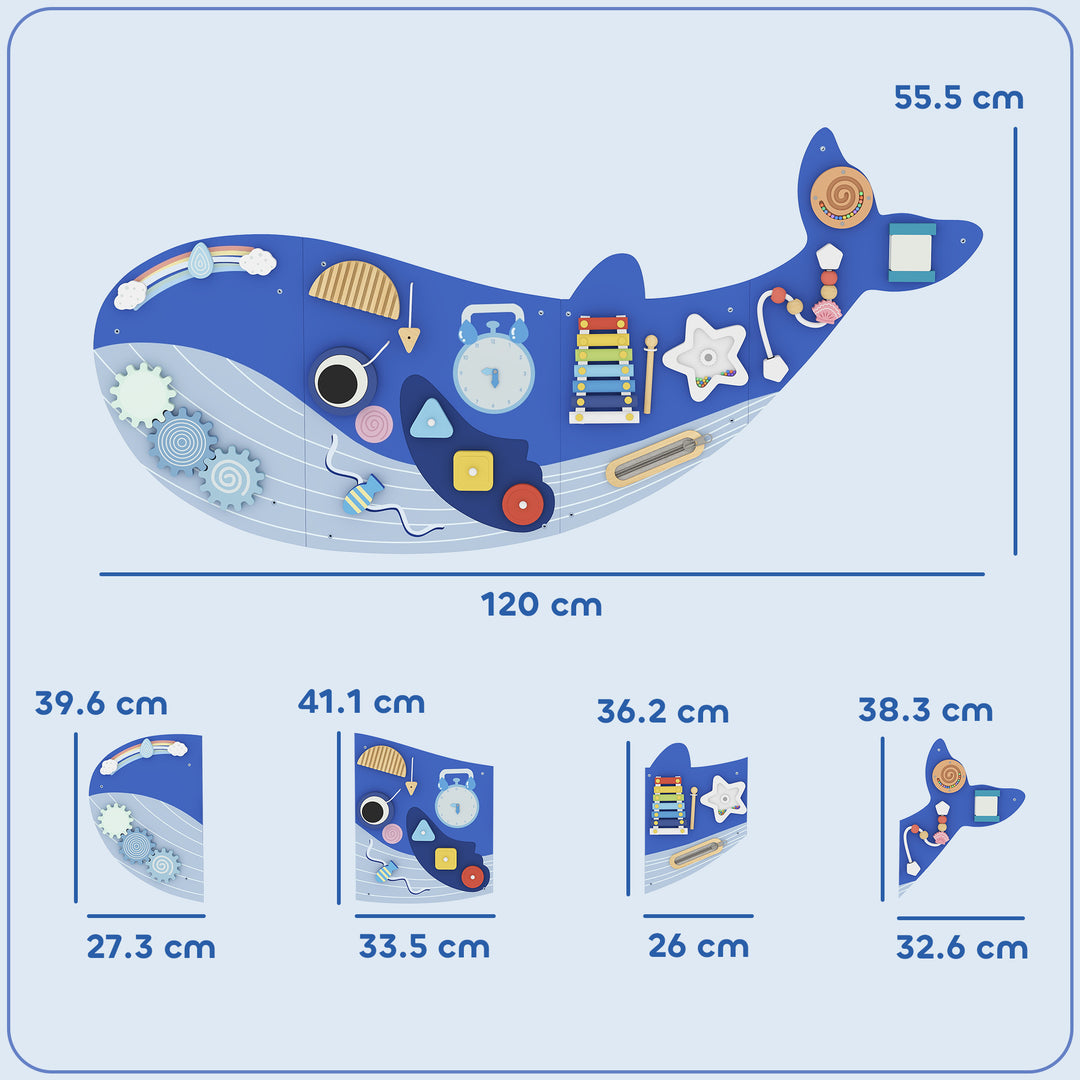 Whale Activity Wall Busy Board, 13 in 1 Montessori Inspired Sensory Wa
