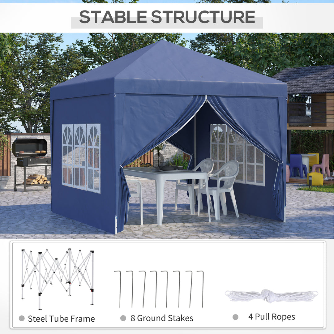 Outsunny 3 x 3 Meters Pop Up Water Resistant Gazebo Wedding Camping Party Tent Canopy Marquee with Carry Bag, Blue