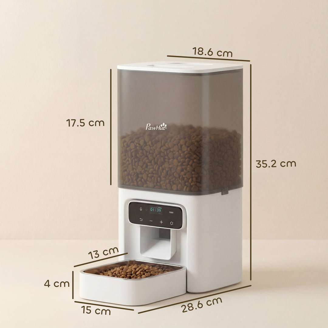Programmable Automatic Cat Feeder with Timer Up to 6 Meals Per Day, 10s Voice Recorder, Portion Control