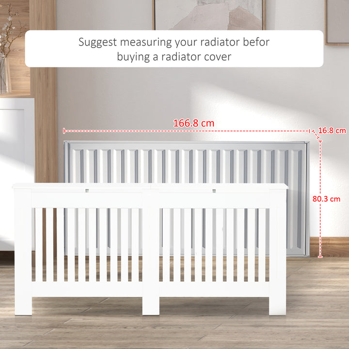Slatted Radiator Cover Painted Cabinet MDF Lined Grill in White (172L x 19W x 81H cm)