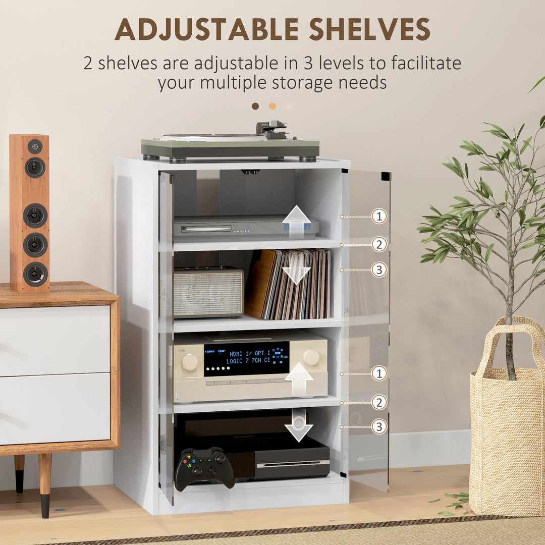 4-Tier Hi-Fi Stand, Record Player Stand with Adjustable Shelves and Pu