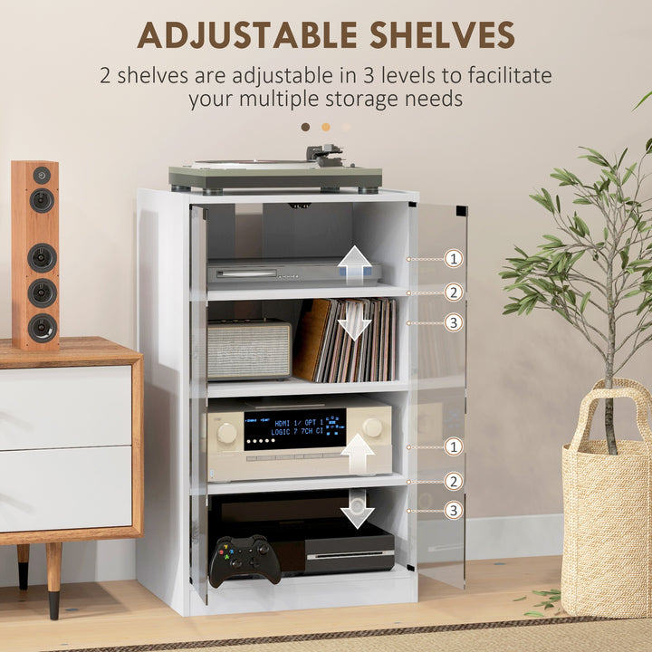 4-Tier Hi-Fi Stand, Record Player Stand with Adjustable Shelves and Pu