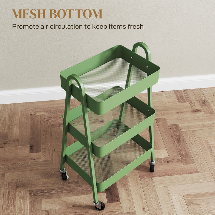 Three-Tier Storage Trolley - Green