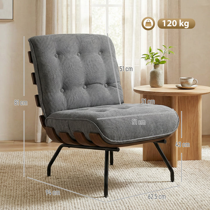 Accent Chair, Linen-look Fabric Reading Chair with Spring Cushion, Sla